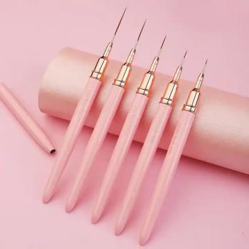 2024 Hot sale 5pcs metal handle nail art brushes high quality nail art brush set professional nail liner brush wholesale