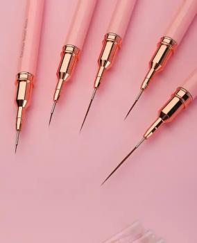 2024 Hot sale 5pcs metal handle nail art brushes high quality nail art brush set professional nail liner brush wholesale