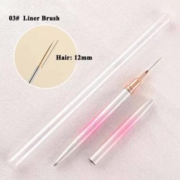 2024 Pink Nail liner art brush customizable logo metal handle 5mm 7mm 9mm 11mm 13mm 15mm nail brush set