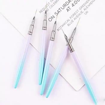 2024 new metal brush holder white nail art brush can be customized logo nail liner brush 7mm to 15mm for nail painting