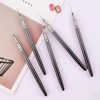 2024 new metal brush holder white nail art brush can be customized logo nail liner brush 7mm to 15mm for nail painting