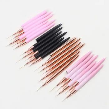 Custom Logo Metal Marble Nail Art Brushes Liner Black White Gradient 5 Pcs Nail Art Liner Brush Custom