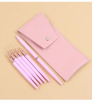 Custom Logo Metal Marble Nail Art Brushes Liner Black White Gradient 5 Pcs Nail Art Liner Brush Custom