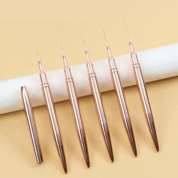 Custom Logo Metal Marble Nail Art Brushes Liner Black White Gradient 5 Pcs Nail Art Liner Brush Custom