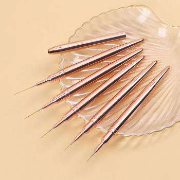 Custom Logo Metal Marble Nail Art Brushes Liner Black White Gradient 5 Pcs Nail Art Liner Brush Custom
