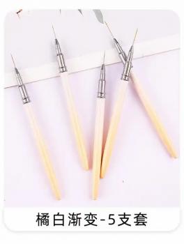 custom logo metal marble ultrafine 5pcs set nail art brushes liner black white gradient nail brush