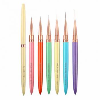 Colorful Metal Handle Nail Liner Striping Brushes Details Fine Drawing Nail Art UV Gel Polish Painting Drawing Pen Brushes