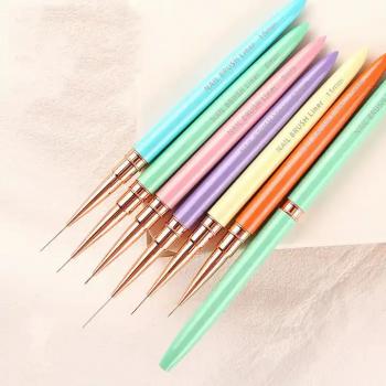 Colorful Metal Handle Nail Liner Striping Brushes Details Fine Drawing Nail Art UV Gel Polish Painting Drawing Pen Brushes