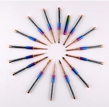 New Professional Custom Logo Diamond Handle Nail Art Painting Brush Professional UV Gel Nylon Nail Art Brushes
