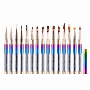 New Professional Custom Logo Diamond Handle Nail Art Painting Brush Professional UV Gel Nylon Nail Art Brushes