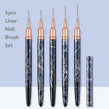 New Professional Detail Brush Nail Art Set Metal Handle Acrylic Nail Liner Brush for Nail Painting