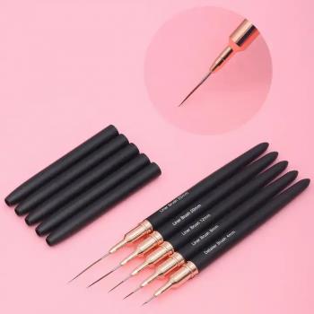Nail Liner Brush Set Black Handle Nail Drawing Painting 3d Tips Line Stripes Uv Gel Brushes Painting Pen Manicure Tools Brush