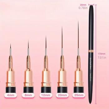 Nail Liner Brush Set Black Handle Nail Drawing Painting 3d Tips Line Stripes Uv Gel Brushes Painting Pen Manicure Tools Brush