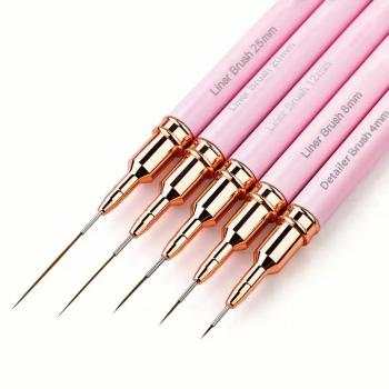 Nail Liner Brush Set Black Handle Nail Drawing Painting 3d Tips Line Stripes Uv Gel Brushes Painting Pen Manicure Tools Brush