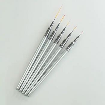 Custom logo Metal nail art brush set liner 5pcs french stripe nail art liner brush privated label nail painting brush