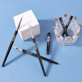 3Pcs Stripper Liner Brush Gel Liner Nail Art Black Metal Nail Brush Set for Manicure