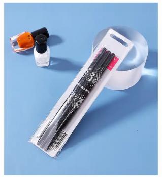 3Pcs Stripper Liner Brush Gel Liner Nail Art Black Metal Nail Brush Set for Manicure