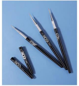 3Pcs Stripper Liner Brush Gel Liner Nail Art Black Metal Nail Brush Set for Manicure