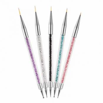 5pcs/set Glitter Handle Drawing Painting Dotting Liner Nail Brush Double Heads Nail Art Pen