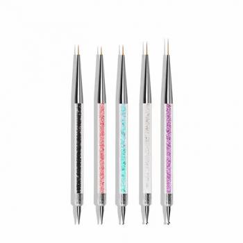 5pcs/set Glitter Handle Drawing Painting Dotting Liner Nail Brush Double Heads Nail Art Pen