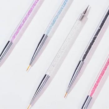 5pcs/set Glitter Handle Drawing Painting Dotting Liner Nail Brush Double Heads Nail Art Pen