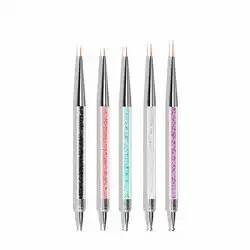 5pcs/set Glitter Handle Drawing Painting Dotting Liner Nail Brush Double Heads Nail Art Pen