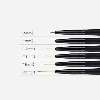 Gel Liner Nail Art Black Wooden Nail Brush Set Pull Line Pen 6mm 9mm 12mm 15mm 18mm 24mm