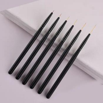 Gel Liner Nail Art Black Wooden Nail Brush Set Pull Line Pen 6mm 9mm 12mm 15mm 18mm 24mm
