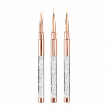 Customizable wholesale nail liner gel brush rhinestone white crystal diamond gold acrylic handle mink nail liner brush