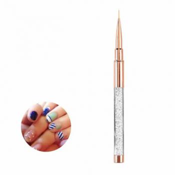 Customizable wholesale nail liner gel brush rhinestone white crystal diamond gold acrylic handle mink nail liner brush