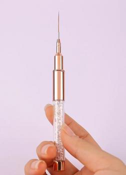 Nail brush set rose gold 5pcs metal brush holder embedded with white acrylic broken drill customized style liner nail art brush