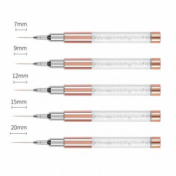 Nail brush set rose gold 5pcs metal brush holder embedded with white acrylic broken drill customized style liner nail art brush