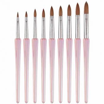 New Crystal Handle Nail Art Brushes Set 3D Carving Manicure Salon Kolinsky Bristles Acrylic Nail Brushes