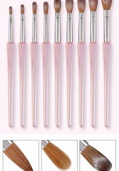 New Crystal Handle Nail Art Brushes Set 3D Carving Manicure Salon Kolinsky Bristles Acrylic Nail Brushes