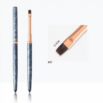 New Product Marble Nail Acrylic Brushes Metal Handle Nylon Hair Acrylic Application Nail Brushes for DIY Nail Salon