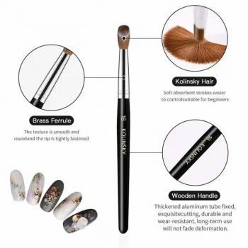 Custom Logo Nail Brush 100% Pure Kolinsky Crimped Nail Kolinsky Acrylic Wood Handle Nail Brush for Beauty Salon From China