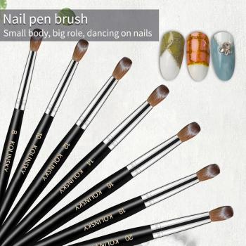 Custom Logo Nail Brush 100% Pure Kolinsky Crimped Nail Kolinsky Acrylic Wood Handle Nail Brush for Beauty Salon From China