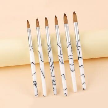 Acrylic Purple White Marble Pattern Brush Holder Nail Brush 100% Kolinsky Customized Brush Logo Factory Price Wholesale