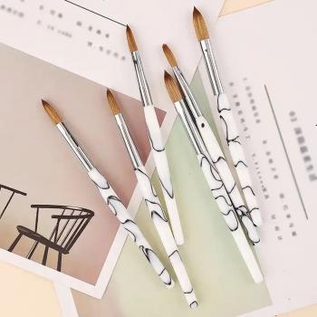 Acrylic Purple White Marble Pattern Brush Holder Nail Brush 100% Kolinsky Customized Brush Logo Factory Price Wholesale