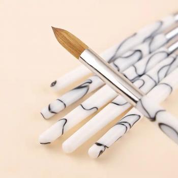 Acrylic Purple White Marble Pattern Brush Holder Nail Brush 100% Kolinsky Customized Brush Logo Factory Price Wholesale