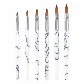 Acrylic Purple White Marble Pattern Brush Holder Nail Brush 100% Kolinsky Customized Brush Logo Factory Price Wholesale
