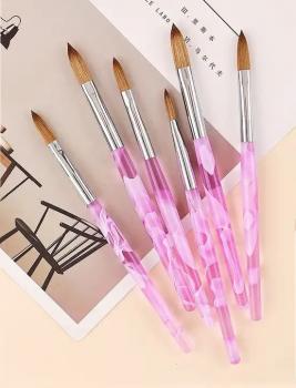 Acrylic Purple White Marble Pattern Brush Holder Nail Brush 100% Kolinsky Customized Brush Logo Factory Price Wholesale