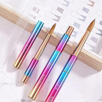 100% Kolinsky Acrylic Brush Metal Color Gradient Handle Factory Wholesale 3d Nail Brush Acrylic Brush Customized Logo