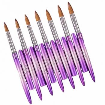 2024 New Engraved Gold Gradient Metal Nail Brush Kolinsky Hair Can Be Customized Logo Crimped Sable Nail Brush