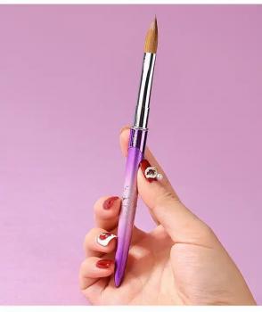 2024 New Engraved Gold Gradient Metal Nail Brush Kolinsky Hair Can Be Customized Logo Crimped Sable Nail Brush