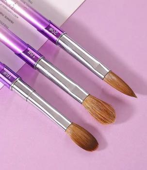 2024 New Engraved Gold Gradient Metal Nail Brush Kolinsky Hair Can Be Customized Logo Crimped Sable Nail Brush