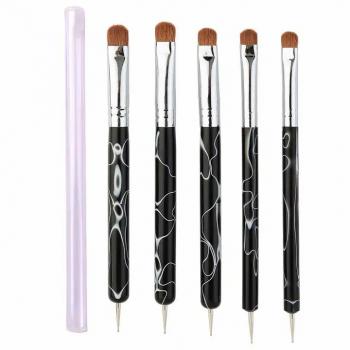 Newest Dual Ended Nail Dotting Tools Half Moon Pure 100% Kolinsky French Tip Nail Brush