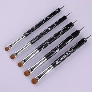 Newest Dual Ended Nail Dotting Tools Half Moon Pure 100% Kolinsky French Tip Nail Brush