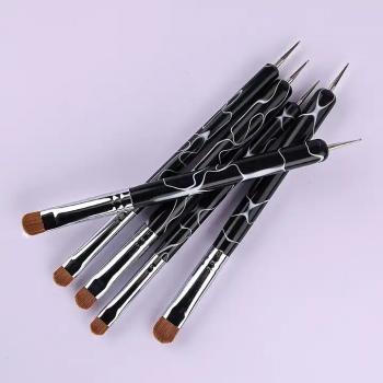 Newest Dual Ended Nail Dotting Tools Half Moon Pure 100% Kolinsky French Tip Nail Brush