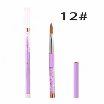 New Product Custom Logo OEM Acrylic Liquid Handle Round Shape Acrylic Paint Nail Brush Pure Kolinsky